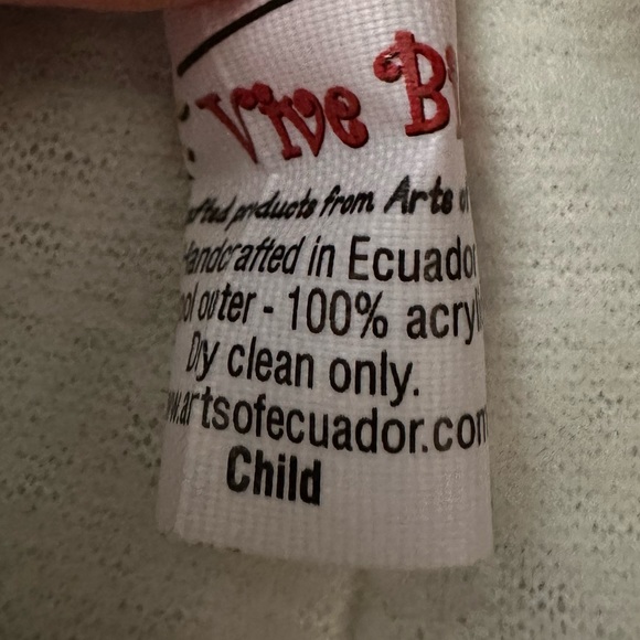 VIVE BIEN kids WOOL Sloth HAT Arts Of Equador Fleece Lined Girls Boys UNISEX - Picture 7 of 8